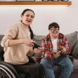 support worker with client